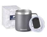 SUNWILL Travel Coffee Mug with Lid, Insulated Tumbler with Handle, 14 oz Stainless Steel Cup for Ice, Water, Tea, Cool Grey