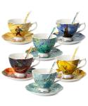 BTaT Porcelain Tea Cup Set - 6 Pieces, Includes Spoons
