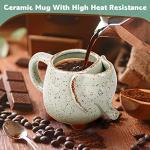 Tea Mug Elephant Cup Ceramic 15oz Tea Mug with Tea Bag Holder Ceramic Green Unique Cup Great for a Tea Lover