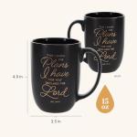 Christian Art Gifts Large Scripture Coffee Mug for Men, Women & Grads: Know the Plans Inspirational Bible Verse, Durable Ceramic Novelty Tea Cup, Sturdy Handle, Large 15 oz. Capacity, Charcoal & Gold
