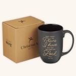 Christian Art Gifts Large Scripture Coffee Mug for Men, Women & Grads: Know the Plans Inspirational Bible Verse, Durable Ceramic Novelty Tea Cup, Sturdy Handle, Large 15 oz. Capacity, Charcoal & Gold
