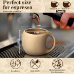 LemonRoad 6 oz Espresso Cups Set of 4 - Unglazed Porcelain Mugs with Handle Natural Earthiness Finish, for Espresso, Latte, Cappuccino & Tea