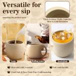 LemonRoad 6 oz Espresso Cups Set of 4 - Unglazed Porcelain Mugs with Handle Natural Earthiness Finish, for Espresso, Latte, Cappuccino & Tea