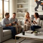 Ceramic Coffee Mugs Set of 4, 14oz Black Coffee Cups with Embossed Grid Texture, Modern Minimalist Coffee Mug for Latte Cappuccino Tea Cocoa, Dishwasher & Microwave Safe, Ideal Housewarming Gift