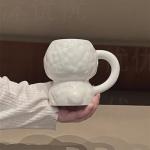 Coffee Mug Cups Ceramic Tea Cup Cute 3D Bichon Frise Dog Shaped Handmade Pottery Cute Mugs Handle Office Home Hot Ice Chocolate Milk Mugs Gifts Microwave Dishwasher Safe 14 Oz Travel Mug (White)