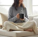 Ceramic Coffee Mugs Set of 4, 14oz Black Coffee Cups with Embossed Grid Texture, Modern Minimalist Coffee Mug for Latte Cappuccino Tea Cocoa, Dishwasher & Microwave Safe, Ideal Housewarming Gift