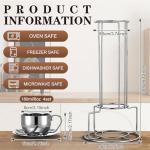 Singhoow 4 Pack Stainless Steel Coffee Cup Set 6 oz Espresso Cups Coffee Mugs with Spoons, Saucers and Metal Stand for Drinks, Latte, Tea, Milk(180 ml)