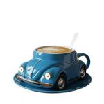 Vintage Blue Beetle Resin Mug 12oz - Retro Car-Shaped Coffee Cup