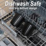 Ceramic Coffee Mugs Set of 4, 14oz Black Coffee Cups with Embossed Grid Texture, Modern Minimalist Coffee Mug for Latte Cappuccino Tea Cocoa, Dishwasher & Microwave Safe, Ideal Housewarming Gift