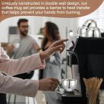 Singhoow 4 Pack Stainless Steel Coffee Cup Set 6 oz Espresso Cups Coffee Mugs with Spoons, Saucers and Metal Stand for Drinks, Latte, Tea, Milk(180 ml)