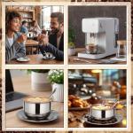 Yiyiring 12 Pack Stainless Steel Coffee Cup Set, 6.8 oz Coffee Cups Mugs with Saucer and Spoon Double Wall Espresso Silver Cup with Handle for Cappuccino, Tea, Milk, Ideal Gift for Espresso Tea Lover