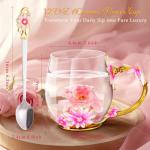 Women Glass Tea Coffee Pretty Cup Set Cute Mug Christmas Xmas Birthday Romantic Gift Work Wife Husband Girlfriend Gf Unique Nice Best Top 2024 Valentines Day Cheerlead Long Distance Relationship Pink