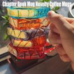 BUENLY Chapter Book Mug Novelty Coffee Mugs, Novelty 3D Painted Books Coffee Mug, 11Oz Books Stack Glass Cup Gift for Readers (1pcs)