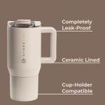 HydroJug Coffee Traveler 20 oz - Leak-Resistant, Ceramic-Lined Insulated Travel Coffee Mug for Hot or Cold Drinks with Flip Lid & Handle, Dishwasher Safe Coffee Tumbler, Dune