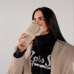 HydroJug Coffee Traveler 20 oz - Leak-Resistant, Ceramic-Lined Insulated Travel Coffee Mug for Hot or Cold Drinks with Flip Lid & Handle, Dishwasher Safe Coffee Tumbler, Dune