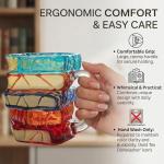 BUENLY Chapter Book Mug Novelty Coffee Mugs, Novelty 3D Painted Books Coffee Mug, 11Oz Books Stack Glass Cup Gift for Readers (1pcs)