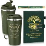 Pickmesh 3 Pcs Male Nurse Gifts Set 17 oz Coffee Tumbler A5 Leather Journal with Ballpoint Pen Nurse Appreciation Gift for Office Valentines Graduation Men Nursing CRNA Gifts (Green)