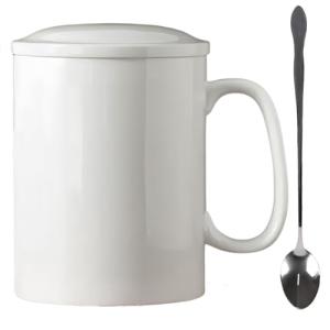 GANBEITEE Extra Large Coffee Cups 33 oz, Oversized Mug Super Big Tea Cup with Handle Lid Spoon for Office and Home (White)