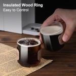 PARACITY Espresso Cups Set of 2 with Wooden Ring, 5 OZ High Borosilicate Espresso Shot Glass, Clear Small Expresso Shots Cup, Espresso Accessories