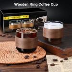 PARACITY Espresso Cups Set of 2 with Wooden Ring, 5 OZ High Borosilicate Espresso Shot Glass, Clear Small Expresso Shots Cup, Espresso Accessories