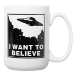 Artisan Owl I Want to Believe UFO Mug - 15oz Funny Alien Tea & Coffee Cup for Sci-Fi Space Extraterrestrial Fans