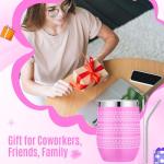 Geiserailie 12 oz Funny Message Coffee Mug Birthday White Elephant Gifts Stainless Steel Mug Insulated Tumblers Wine Cup Gag Gift for Employee Appreciation Friends Family Coworkers(Classic,Pink)