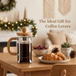 Sivaphe 12 oz French Press Coffee/Tea Maker Single Cup Espresso Press Stainless Steel Filter 0.35L High Borosilicate Carafe Durable Bamboo Handle Small Coffee Maker