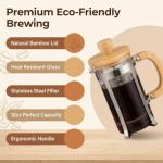 Sivaphe 12 oz French Press Coffee/Tea Maker Single Cup Espresso Press Stainless Steel Filter 0.35L High Borosilicate Carafe Durable Bamboo Handle Small Coffee Maker