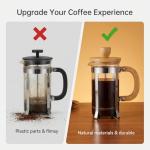Sivaphe 12 oz French Press Coffee/Tea Maker Single Cup Espresso Press Stainless Steel Filter 0.35L High Borosilicate Carafe Durable Bamboo Handle Small Coffee Maker