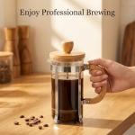 Sivaphe 12 oz French Press Coffee/Tea Maker Single Cup Espresso Press Stainless Steel Filter 0.35L High Borosilicate Carafe Durable Bamboo Handle Small Coffee Maker