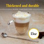 AYL Double Wall Glass Coffee Mugs - 13 oz Insulated Clear Latte Mugs Set of 2, Perfect for Espresso, Cappuccino, Latte, Tea - Elegant Glass Coffee Cups