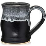 Uncommon Clay 20oz Barrel Coffee Mug Handmade in the USA (Satin Black/White)