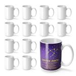 Joyclub 12 Set Sublimation Mugs Blank 15 oz Coffee Mugs Bulk White Ceramic Cups with Handle Tazas Para Sublimar for Coffee Latte Tea Milk Soup DIY Gifts
