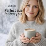 Ava Nord Small Ceramic Coffee Mugs Set of 4 | 8 oz Stoneware Coffee Cups | Lead-Free, Non-Toxic | Microwave & Dishwasher Safe | Comfortable Handle | Aesthetic Nordic Design for Cappuccino | Sage Ash