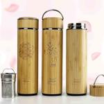 LiveZen 18oz Insulated Bamboo Tea Infuser Bottle for Loose Leaf Tea - Extra Fine Mesh Tea Steeper Basket Infuser with Chain Hook for Teapot Mug Cup