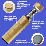 LiveZen 18oz Insulated Bamboo Tea Infuser Bottle for Loose Leaf Tea - Extra Fine Mesh Tea Steeper Basket Infuser with Chain Hook for Teapot Mug Cup