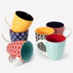 DOWAN Coffee Mugs Set of 6, 10 oz Porcelain Mugs, Cappuccino Cups, Ceramic Tea Cups with Handle for Men Women, Mug Gift Set, Housewarming Wedding Gift