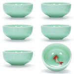 Set of 6 Chinese Handmade Ceramic Kung Fu Tea Cup, 1.52 oz/45 ML, Porcelain Tea Mugs Without Handles China style Teaware Gifts Set