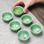 Set of 6 Chinese Handmade Ceramic Kung Fu Tea Cup, 1.52 oz/45 ML, Porcelain Tea Mugs Without Handles China style Teaware Gifts Set