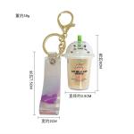 HSYHERE Men Women Creative Cute Lovely Simulation Fortune Cat Mini Bubble Tea Milk Tea Cup Keychain Keyrings, Moving Sand Car Key Chain Key Ring Bag Pendant Key Holder Strap Bell -Pink