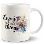 JRTW Hummingbird Mug, Enjoy the Little Things Inspirational Quotes Coffee Cups Ceramic, Hummingbird Gifts for Women, Inspirational Gifts Coffee Mug Cup for Women Girls