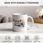 JRTW Hummingbird Mug, Enjoy the Little Things Inspirational Quotes Coffee Cups Ceramic, Hummingbird Gifts for Women, Inspirational Gifts Coffee Mug Cup for Women Girls