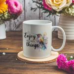 JRTW Hummingbird Mug, Enjoy the Little Things Inspirational Quotes Coffee Cups Ceramic, Hummingbird Gifts for Women, Inspirational Gifts Coffee Mug Cup for Women Girls