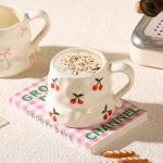Handmade Ceramic Coffee Mug with Cute Flower Hearts Pattern Tea Cup- 11oz Unique Artistic Coffee Cup, Creative Gift for Tea, Cappuccino, and Office Use(1,Flower)