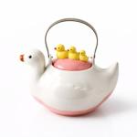 WUYIAZHI Duck Shaped Ceramic Teapot with Iron Handle, 40 oz Teapot for Tea, Cute Duck Design