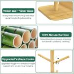 EsLuker.ly Mug Tree Holder Stand, Countertop Bamboo Coffee Cup Organizer Rack for Kitchen Office, Space-Saving Coffee Station Bar Organizer with 6 Hooks, Modern Design Enhances Decor