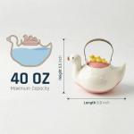 WUYIAZHI Duck Shaped Ceramic Teapot with Iron Handle, 40 oz Teapot for Tea, Cute Duck Design