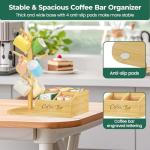 EsLuker.ly Mug Tree Holder Stand, Countertop Bamboo Coffee Cup Organizer Rack for Kitchen Office, Space-Saving Coffee Station Bar Organizer with 6 Hooks, Modern Design Enhances Decor