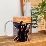 SUUURA-OO Famous Art Paintings Funny Cat Coffee Mug for Artist Art Lover Teacher Cat Lovers, Famous Picture Classic Vincent Aesthetic Canvas Mug Birthday Gift for Women Man (The Scream)