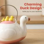 WUYIAZHI Duck Shaped Ceramic Teapot with Iron Handle, 40 oz Teapot for Tea, Cute Duck Design